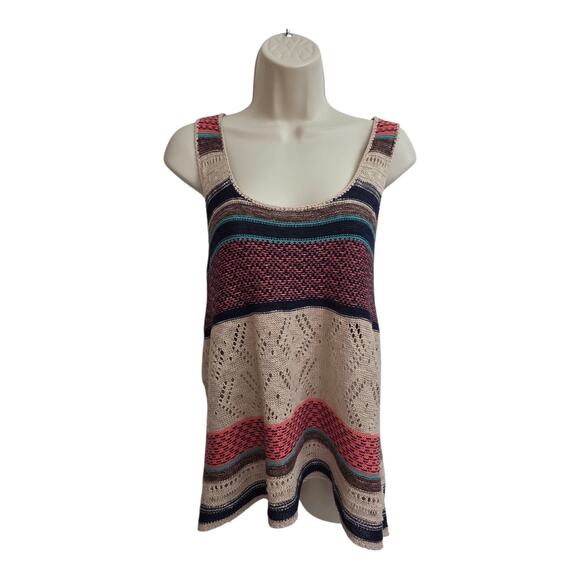Maurices Tops - Maurices Unique Crochet Tank Top Med Striped Boho Chic Cream Earth Tones